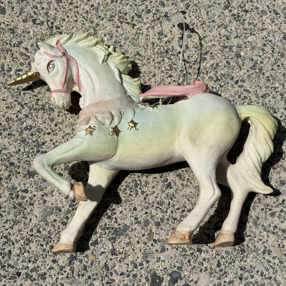 Vintage 80s Unicorn Ornament Fairy Garden Enchanted Decor Pastel Whimsy Retro - Picture 2 of 6